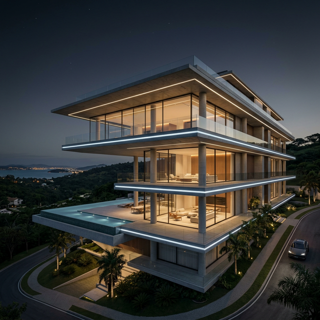 Arquitetura Anti Gravity — edifício de luxo contemporâneo